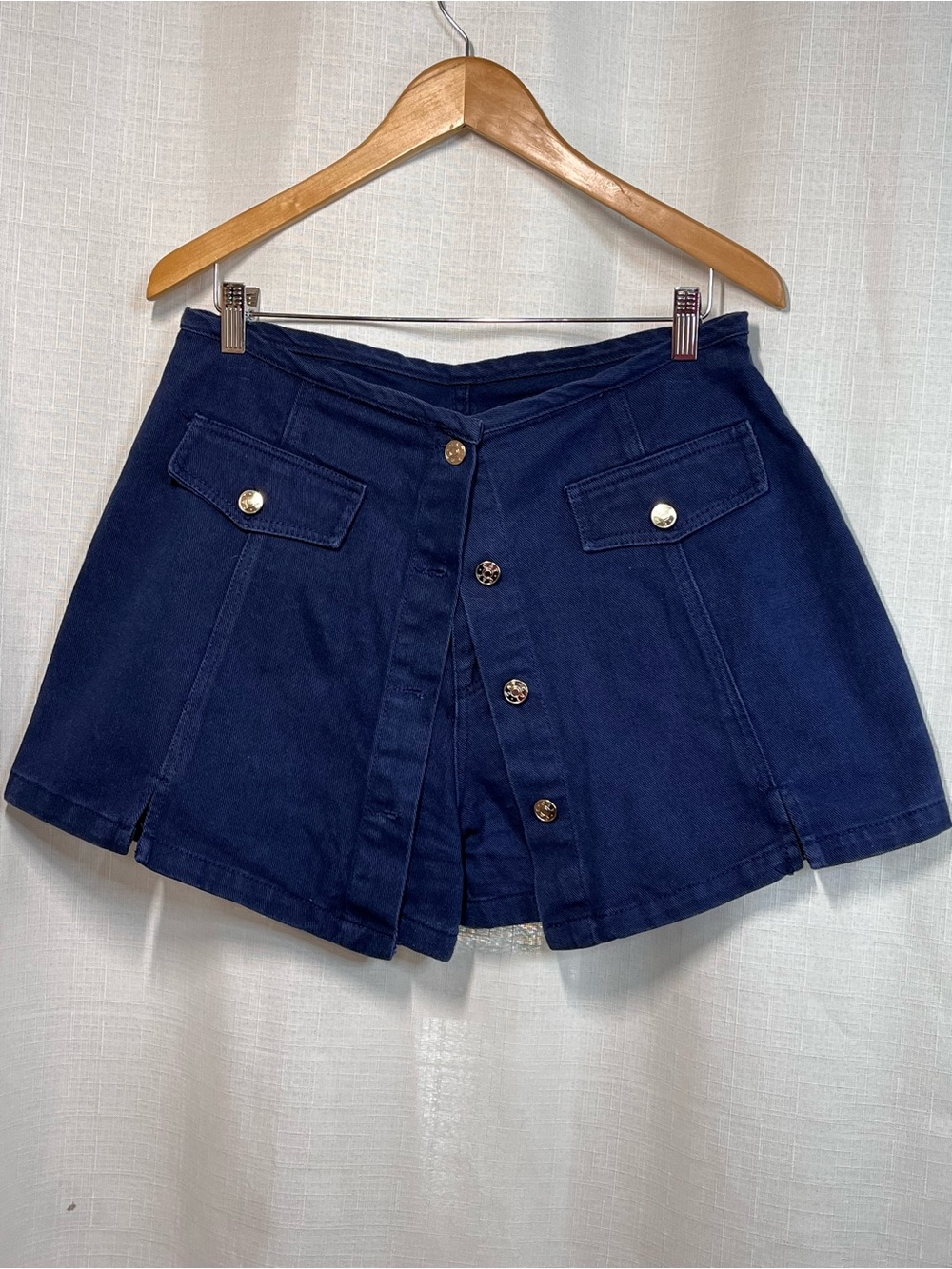 CAT Jeans of 9 Lives Navy Denim Skort Skirt Shorts Button Front Y2K XXL